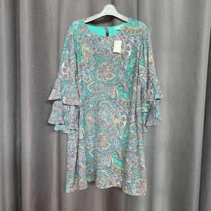 C Est. 1946 mint/multi paisley lined dress size XL